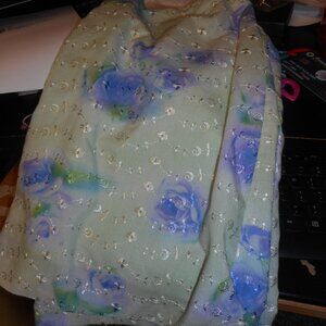 EXACT CHANGE:  MINI SKIRT,  SZ 13,  LIGHT GREEN WITH FLOWERS